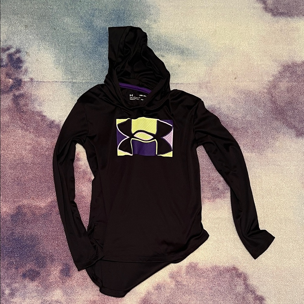 Under Armour Black Hoodie with Yellow and Purple Logo